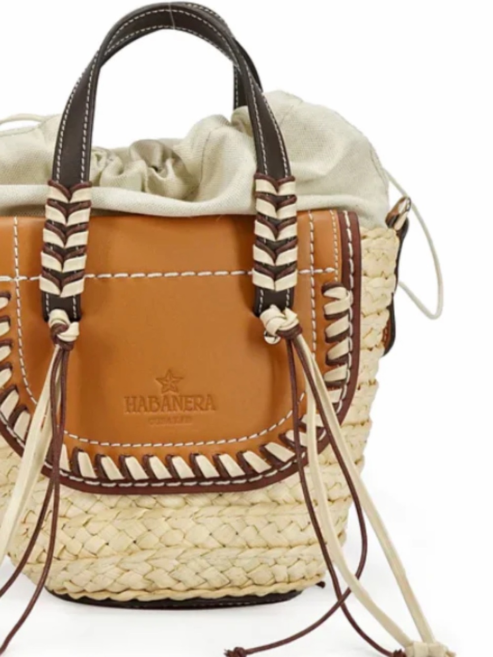 Habanera Natural Straw & Tan Leather Shoulder Bag - Picture 2 of 6